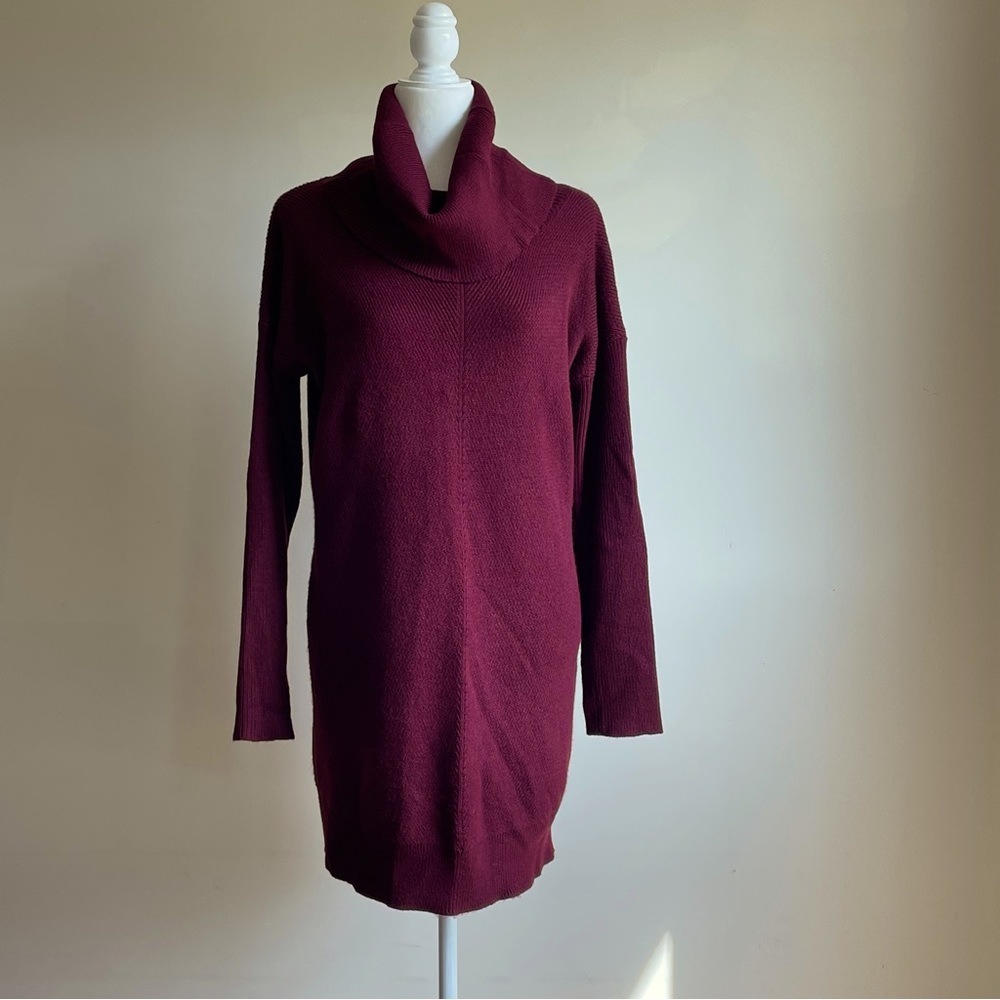 Lulu's Cowl Neck Sweater Dress Burgundy Size Medium Above Knee